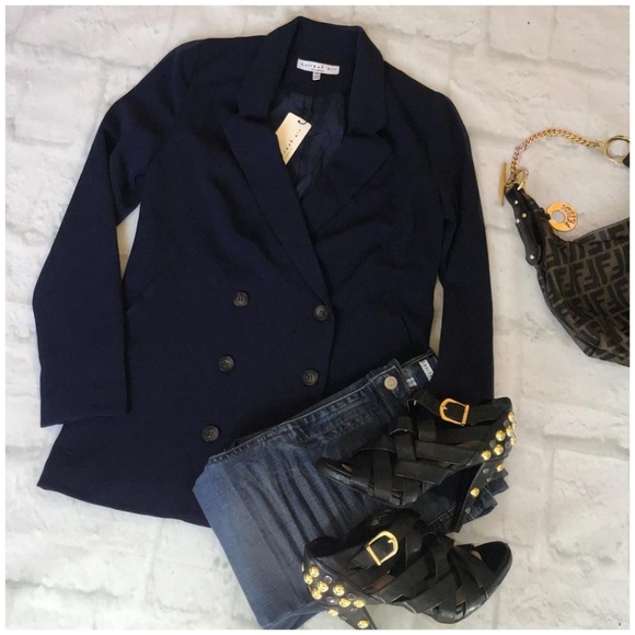 CURRENT AIR Anthro Modern Classic Chic Navy Blazer - Picture 7 of 8